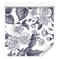 Tapeta do sypialni kwiaty liście gałęzie rośliny