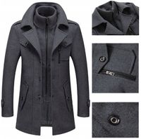 ELEGANCKI SZARY PŁASZCZ MĘSKI ZIMOWY KLASYCZNY WEŁNA KURTKA DŁUGI L