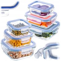 6x SZKLANE POJEMNIKI NA ŻYWNOŚĆ POJEMNIK LUNCHBOX DO LODÓWKI MIKROFALI