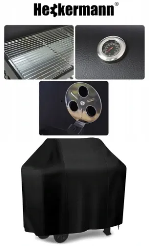 GRILL WĘGLOWY OGRODOWY 2 RUSZTY CHROMOWANE 2 PÓŁKI POPIELNIK TERMOMETR STAL na Arena.pl