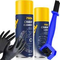 ZESTAW DO CZYSZCZENIA I SMAROWANIA ŁAŃCUCHA ROWEROWEGO MOTOCYKLOWEGO RĘKAWI