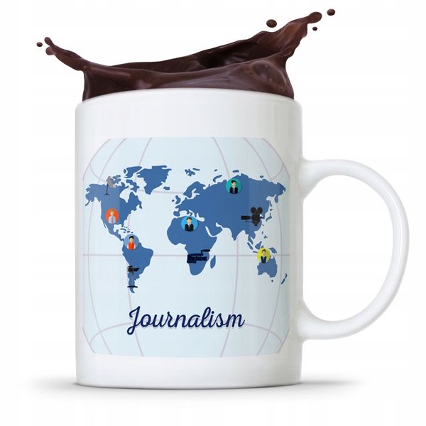 Kubek Dziennikarza Reportera Journalism Prezent Z Nadrukiem Ze Zdjęciem zdjęcie 1