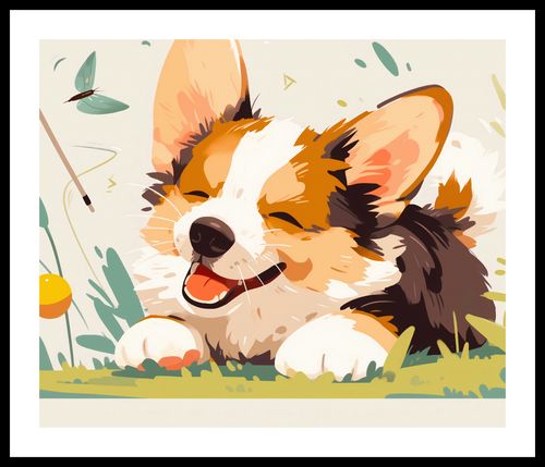Plakat 60x50cm Beztroski Corgi na Arena.pl