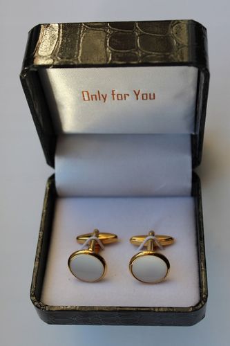 Spinki do mankietów EXC Złote z Białą Masą Perłową na Arena.pl