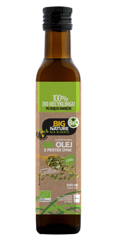 Olej z pestek dyni BIO tłoczony na zimno 500ml  - BIG NATURE na Arena.pl