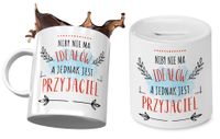 Dla Przyjaciela Zestaw Kubek + Skarbonka Prezent Z Nadrukiem Ze Zdjęciem