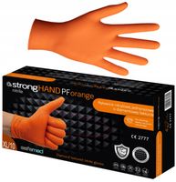Rękawice, Rękawiczki nitrylowe pomarańczowe MOCNE GRUBE grip Orange 50 szt