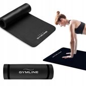 Mata do ćwiczeń jogi fitness gimnastyczna NBR gruba czarna