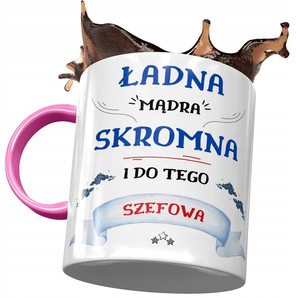 Kubek Różowy Dla Szefowej Ładna Mądra Skromna Z Nadrukiem Ze Zdjęciem zdjęcie 1