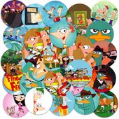 NAKLEJKI NA ZESZYT NALEPKA Z POSTACIAMI KÓŁKO FINEASZ WZORY 23EL