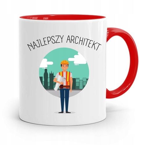 Kubek Czerwony Architekta Najlepszy Architekt Z Nadrukiem Ze Zdjęciem na Arena.pl