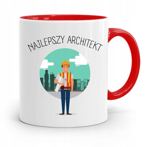Kubek Czerwony Architekta Najlepszy Architekt Z Nadrukiem Ze Zdjęciem zdjęcie 1