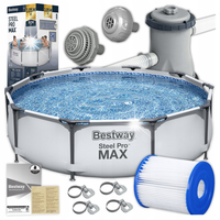 BASEN OGRODOWY STELAŻOWY Z POMPA Bestway 305 x 76 ZESTAW Z POKRYWA MAX 22w1