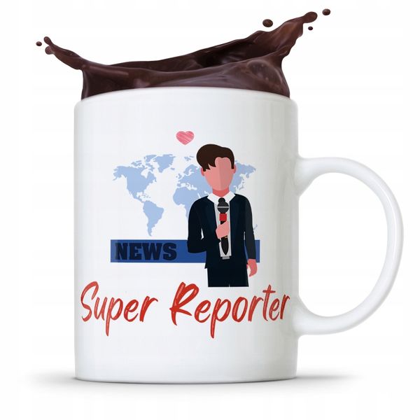 Kubek Dziennikarza Reportera Super Reporter Z Nadrukiem Ze Zdjęciem zdjęcie 1