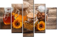 100CM 150CM OBRAZ 5 ELEM MIÓD PSZCZELI ŚCIENNY