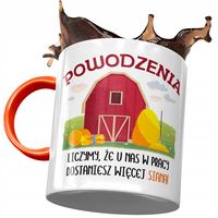 Kubek Pomarańczowy Powitanie Przywitanie W Pracy Z Nadrukiem Ze Zdjęciem