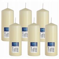 ZESTAW 6 ŚWIEC STOŁOWYCH WALEC KLASYCZNA ŚWIECZKA 15cm 48h ECRU
