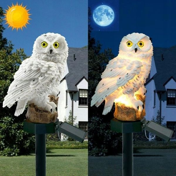 Świecąca sowa LED do ogrodu solarna 2 kolory zdjęcie 5