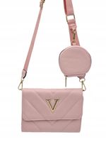 Victoria J. - torebka listonoszka portfelik przeszycia różowy VJ-954