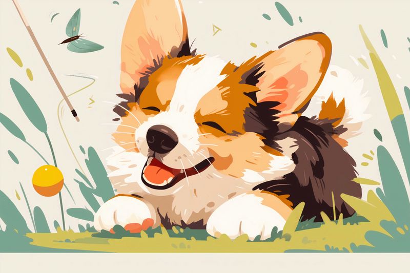 Plakat 60x40cm Beztroski Corgi zdjęcie 1