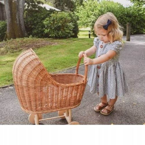 Wózek wiklinowy dla lalek NATURALNY pchacz pościel na Arena.pl