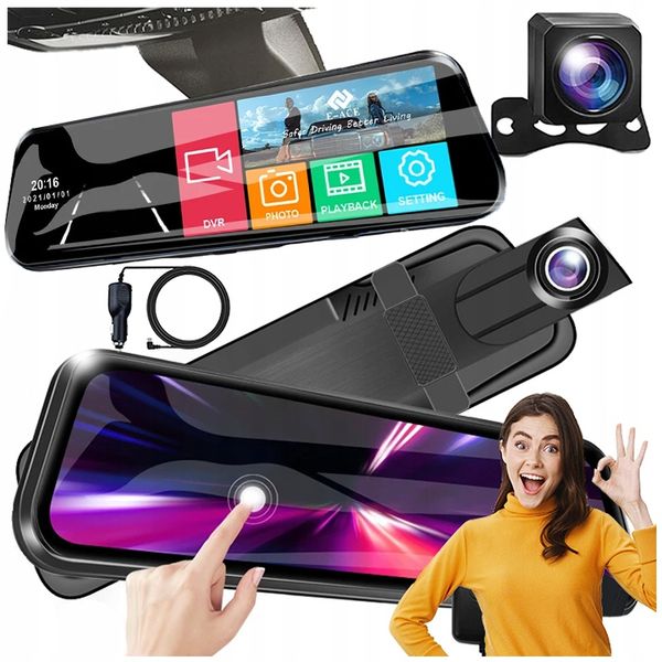 KAMERA DO SAMOCHODU 2w1 PRZÓD TYŁ REJESTRATOR JAZDY W LUSTERKU WIDEO FULLHD zdjęcie 1