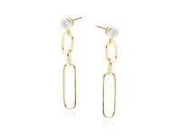 POZŁACANE WISZĄCE KOLCZYKI OGNIWA ŁAŃCUCHA CYRKONI