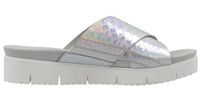 Gabor Klapki damskie - eleganckie, platforma - rozmiar 37 - srebrna skóra