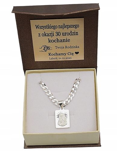 Łańcuszek Srebrny Męski Pancerka 5,00 mm z Medalikiem pr 925 Grawer Gratis na Arena.pl