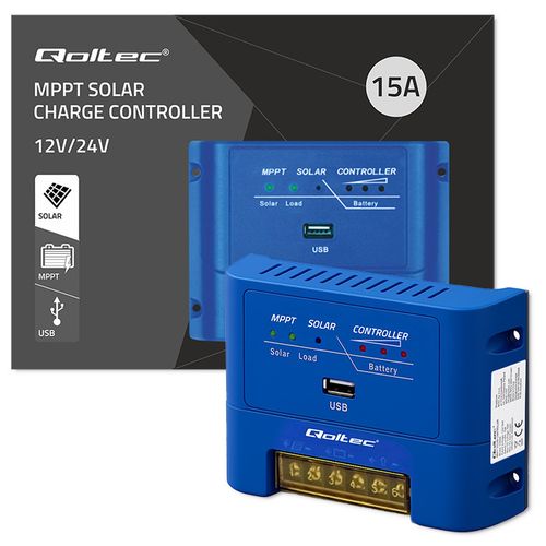 Regulator ładowania Qoltec MPPT 15A, solarny 12/24V na Arena.pl