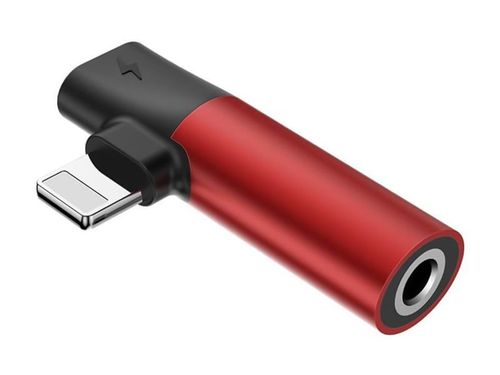 Adapter Baseus Audio mini jack lightning kątowy L43 Czerwony na Arena.pl