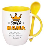 KUBEK Z ŁYŻECZKĄ PREZENT NA DZIEŃ MATKI URODZINY DLA MAMY TEŚCIOWEJ WZORY