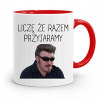 Kubek Czerwony Dla Chłopaka Liczę Że Przyjaramy Z Nadrukiem Ze Zdjęciem