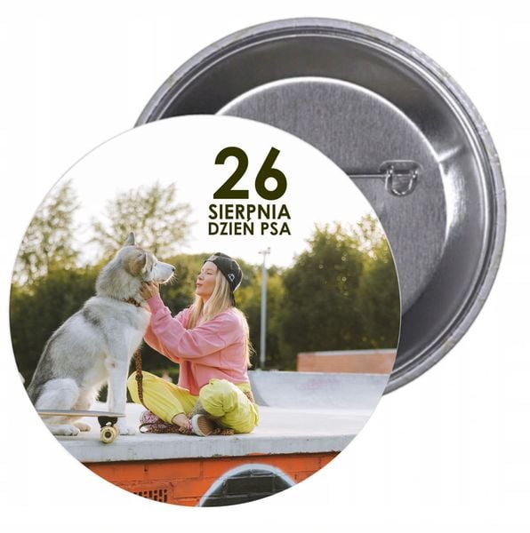 Przypinki buttony DZIEŃ PSA z grafiką zdjęcie 1