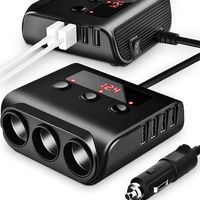 Rozdzielacz Gniazda Zapalniczki 12-24V 4x USB 3.0QC + 3 Gniazda Woltomierz