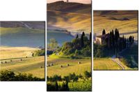 60 90CM OBRAZ 3 ELEM GOSPODARSTWO TOSKANII ŚCIENNY DRUK PŁÓTNO