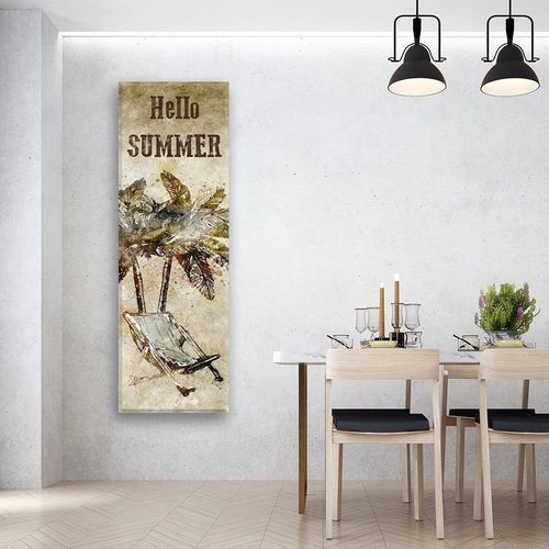 Obraz na płótnie - Canvas, Palma i leżak 30x90 na Arena.pl