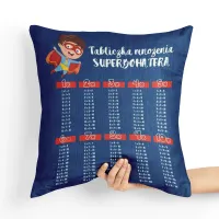 Poduszka Chłopięca - Tabliczka Mnożenia Super Bohatera Tył poduszki: - Błękitny