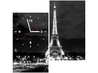 60X60CM ZEGAR WIEŻA EIFFLA BLACKANDWHITE OBRAZ DREWNO ŚCIAN KWADRAT