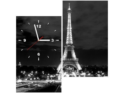 60X60CM ZEGAR WIEŻA EIFFLA BLACKANDWHITE OBRAZ DREWNO ŚCIAN KWADRAT na Arena.pl