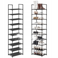 Pojemna wąska szafka na buty materiałowa półka x 10 modułowa czarna 173 cm