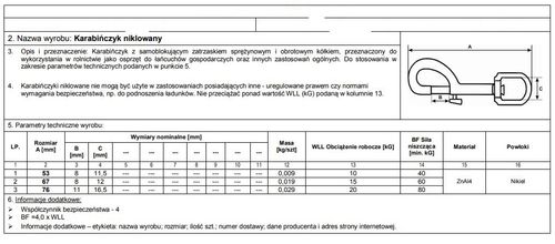 karabińczyk niklowany 53mm - kar-53 na Arena.pl