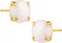 Złote kolczyki 585 białe opale wkrętki elegancki kobiecy wzór na prezent