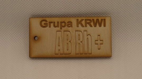 Breloczek z grawerem - Grupa Krwi - 60 x 30 mm zdjęcie 1