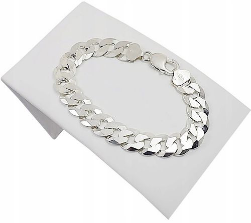 Srebrna Bransoletka Męska Pancerka 1,20 cm Diamentowana 925 Grawer Gratis na Arena.pl