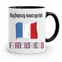 Kubek Czarny Prezent Dzień Nauczyciela Francuski Z Nadrukiem Ze Zdjęciem