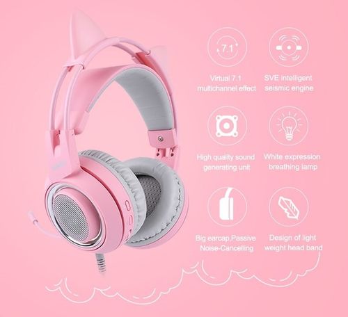 SŁUCHAWKI GAMINGOWE USB KOCIE USZY LED WIBRACJE !! na Arena.pl