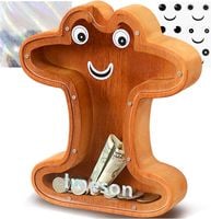 Lakpopya Skarbonka w Kształcie Litery I Drewniana 20.5 x 4 x 23 cm