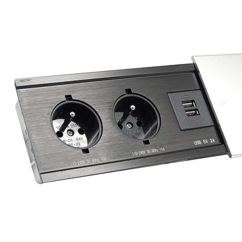 Przedłużacz gniazdo multiport FLEXPORT biurowy wpuszczany 2 gniazda + USB, 1,7m, aluminium na Arena.pl