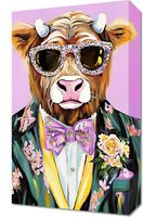 Obraz 30x50cm Portret Zwierząt | Krowa w Okularach | Pop Art